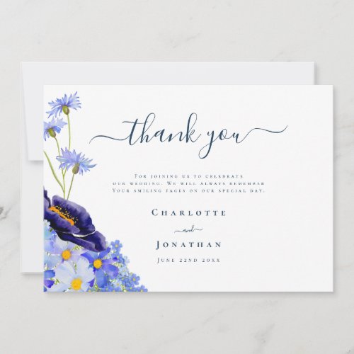 Modern Wildflower Wedding Thank You Card