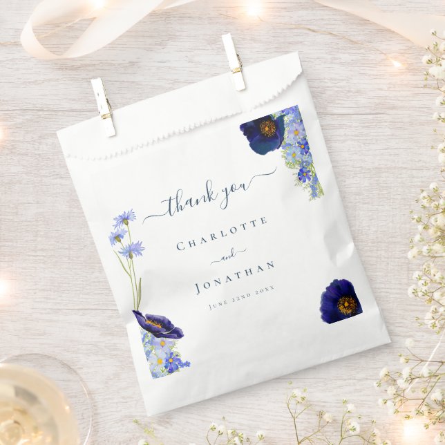 Modern Wildflower Wedding Thank You Favor Bag (Clipped)