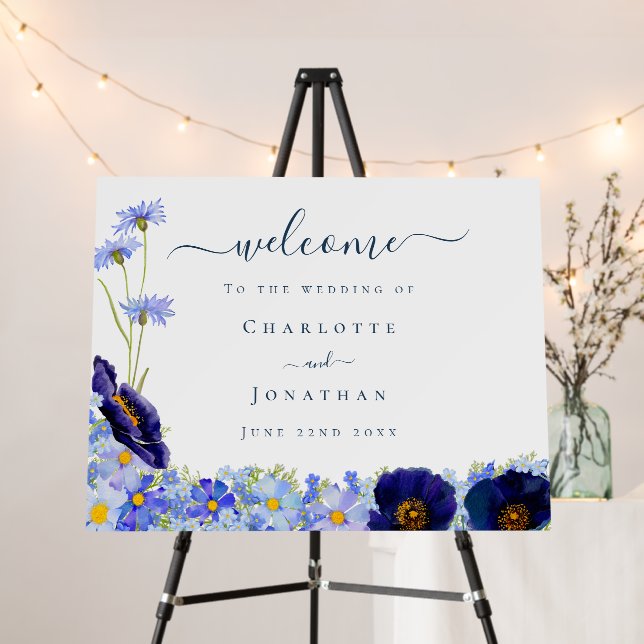 Modern Wildflower Wedding Welcome Foam Board (In Situ (Stand))