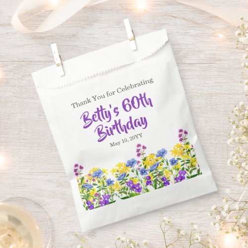 Modern Wildflowers 60th Birthday Party Favor Bag