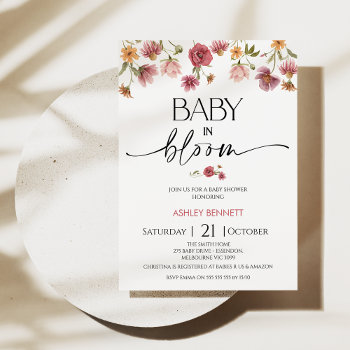 Modern Wildflowers Baby In Bloom Baby Shower  Invitation by figtreedesign at Zazzle