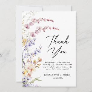 Modern Wildflowers Baby Shower Thank You Card