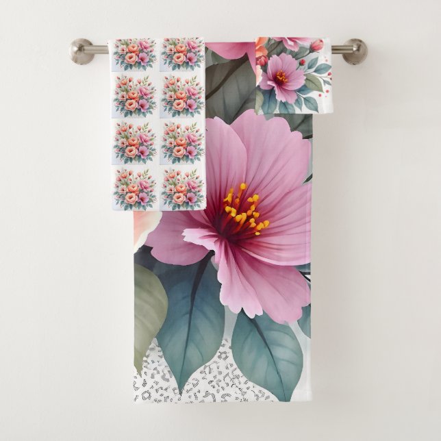 Modern Wildflowers Beautiful Luxury Collection Bath Towel Set (Insitu)