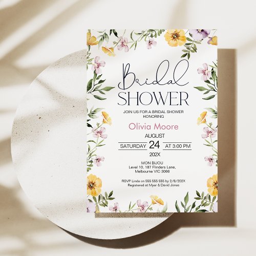 Modern Wildflowers Bridal Shower Invitation