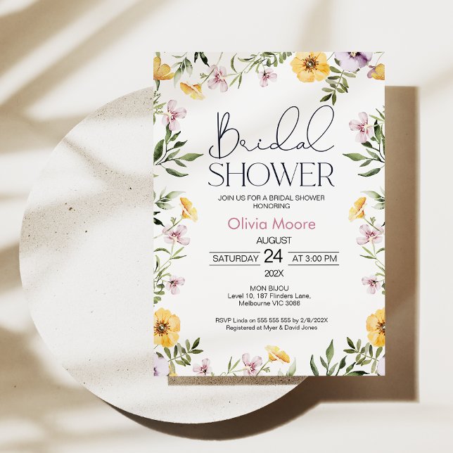 Modern Wildflowers Bridal Shower Invitation (Modern Wildflowers Bridal Shower Invitation, Summer Floral Bridal Shower Summer Floral Bridal Shower)