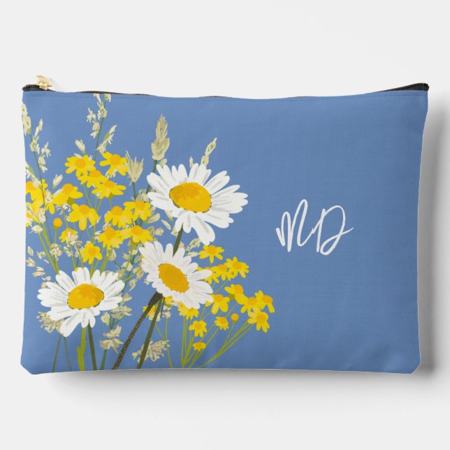 Modern Wildflowers Custom Monogram  Accessory Pouc Pouch (Front)