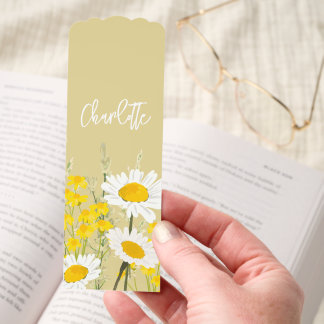 Modern Wildflowers Custom Monogram Bookmarks