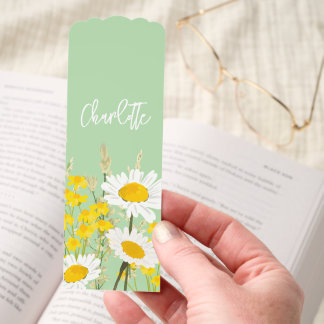 Modern Wildflowers Custom Monogram Bookmarks