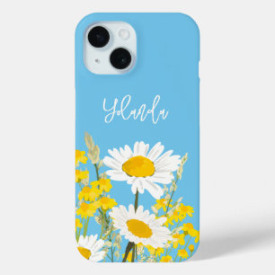 Modern Wildflowers Custom Monogram iPhone 15 Case