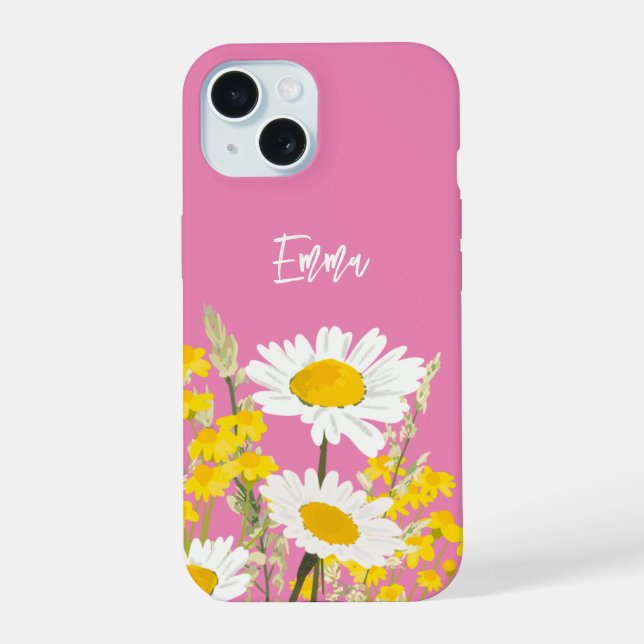 Modern Wildflowers Custom Monogram Iphone Case (Back)