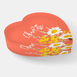 Modern Wildflowers Custom Monogram Paperweight