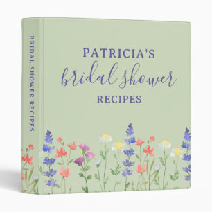 Modern Wildflowers Floral Bridal Shower Recipe 3 Ring Binder