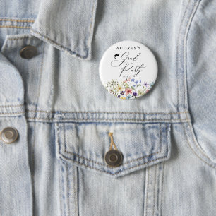 Modern Wildflowers Floral Grad Party Button