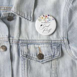 Modern Wildflowers Floral Grad Party Button