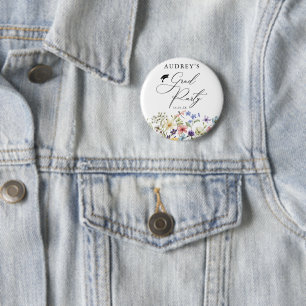 Modern Wildflowers Floral Grad Party Button