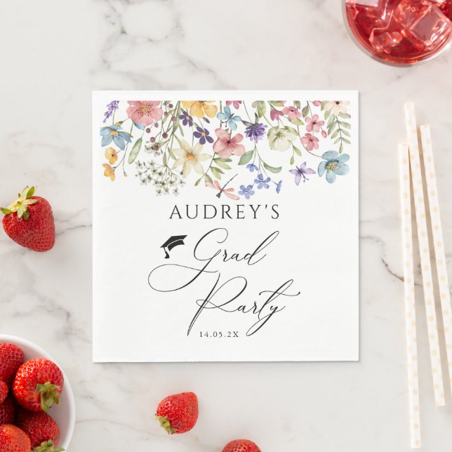 Modern Wildflowers Floral  Grad Party  Napkins (Insitu)