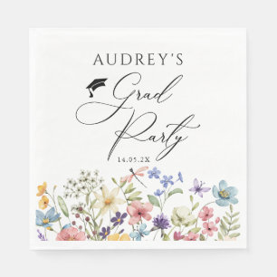 Modern Wildflowers Floral Grad Party Napkins