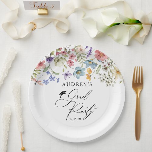 Modern Wildflowers Floral  Grad Party  Paper Plates