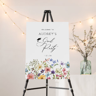 Modern Wildflowers Floral  Grad Party Welcome Sign