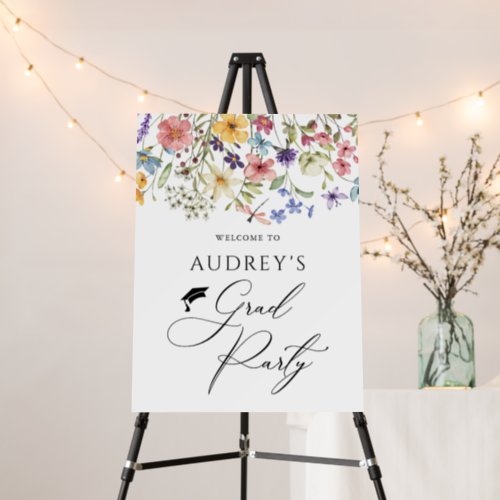 Modern Wildflowers Floral Grad Party Welcome Sign