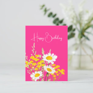 Modern Wildflowers Happy Birthday Postcard
