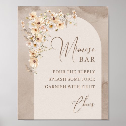 Modern Wildflowers Ivory Arch Frame mimosa bar Poster