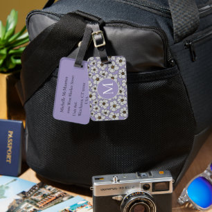 Modern Wildflowers On Lavender Luggage Tag