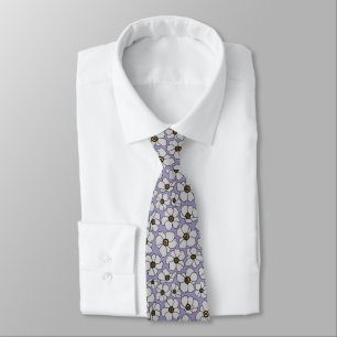 Modern Wildflowers On Lavender Neck Tie
