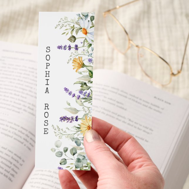 Modern Wildflowers Personalized  Bookmarks (Hand)