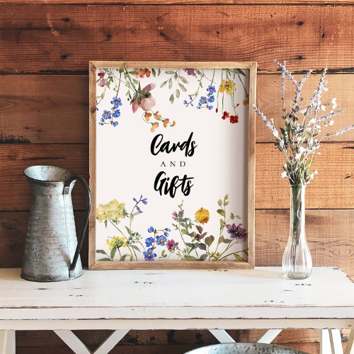 Modern Wildflowers Shower Cards  Gifts Sign