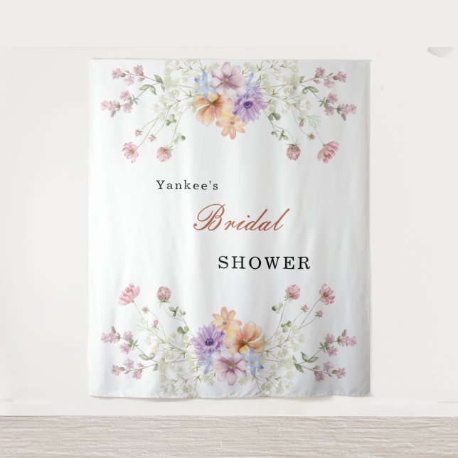 Modern wildflowers spring wedding Backdrop Decor (Front)