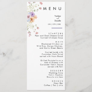 Modern wildflowers spring wedding Dinner Menu