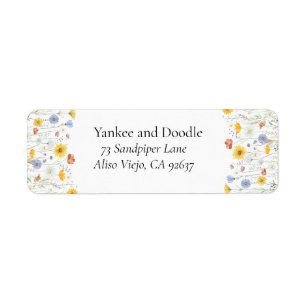 Modern wildflowers spring wedding label