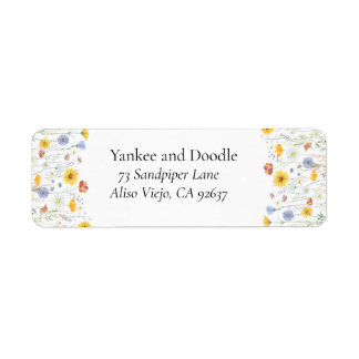 Modern wildflowers spring wedding label