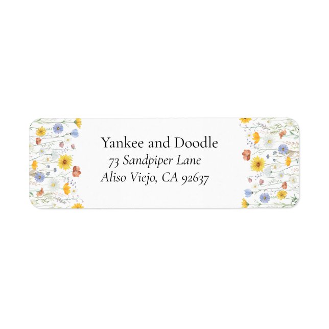 Modern wildflowers spring wedding label (Front)
