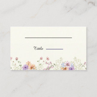 Modern wildflowers spring wedding place card