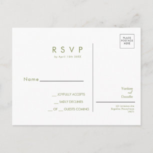 Modern wildflowers spring wedding RSVP Postcard