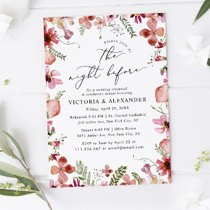Modern Wildflowers The Night Before Wedding Invitation