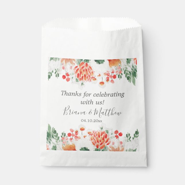 Modern Wildflowers Trendy Floral Favor Bag (Front)