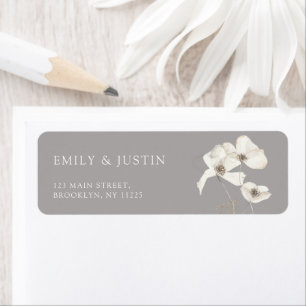Modern Wildflowers Watercolor Beige Weddin Address Label