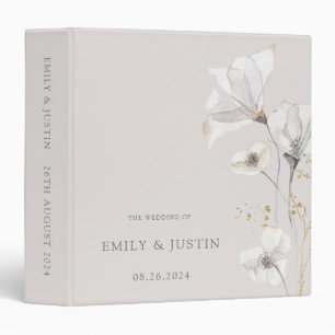 Modern Wildflowers Watercolor Beige Wedding Albums 3 Ring Binder