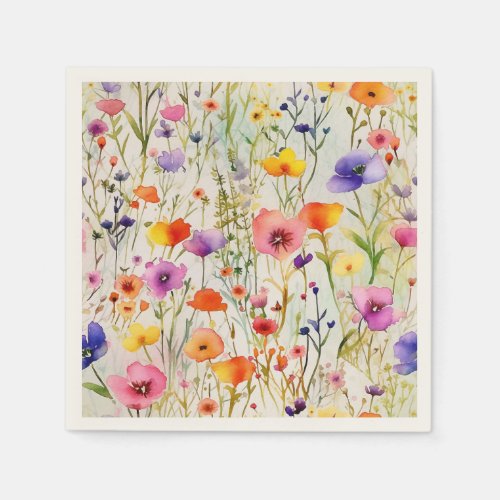 Modern wildflowers watercolor pattern napkins