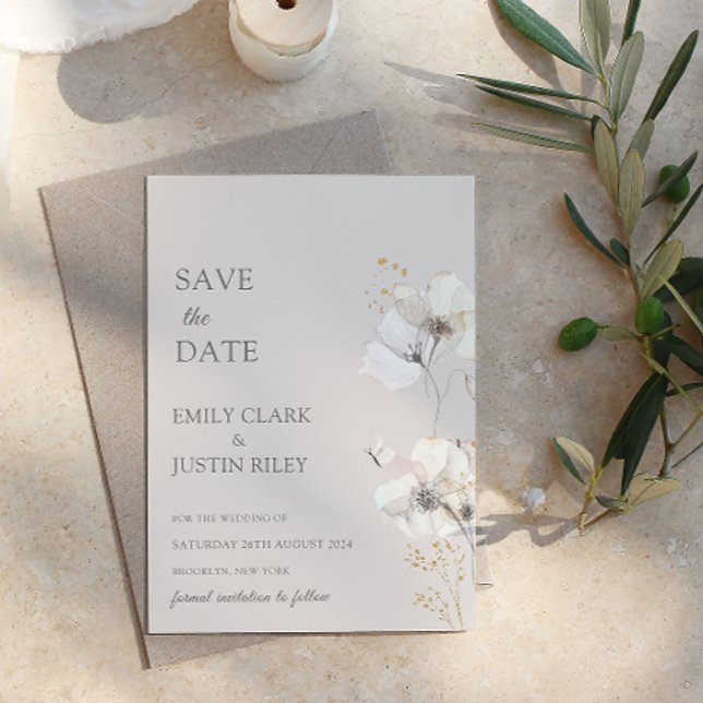 Modern Wildflowers Watercolor Save the Date  Invitation (Creator Uploaded)