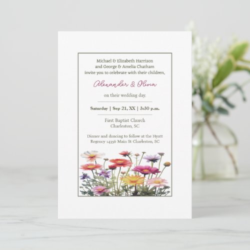 Modern Wildflowers Wedding Invitation
