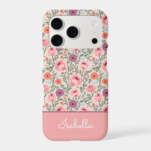 Modern Wildflowers with Name iPhone 17 Pro Case