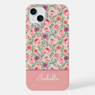 Modern Wildflowers with Name iPhone 15 Plus Case