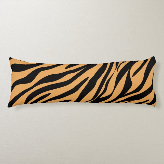 Modern Wildlife Bengal Tiger Animal Print Pattern Body Pillow (Front)