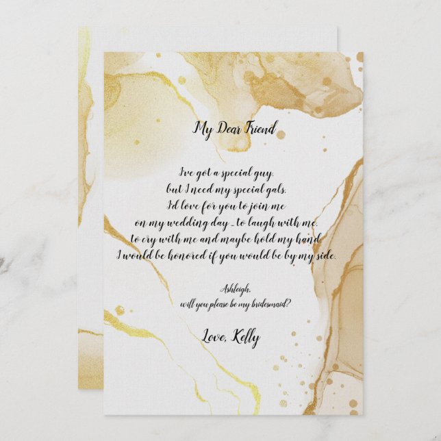 Modern      will be my bridesmaid Invitation (Front/Back)