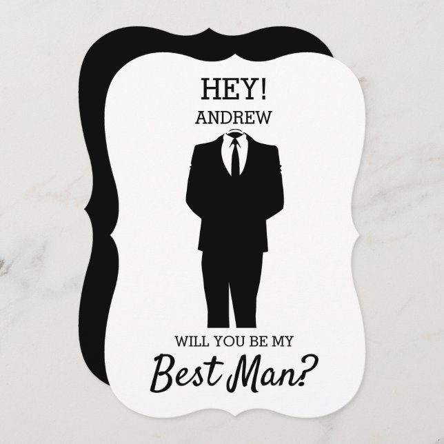 Modern Will You Be My Best Man? Wedding Invitation (Front/Back)