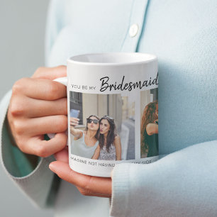 Modern Will You Be My Bridesmaid?   Photo Collage Coffee Mug